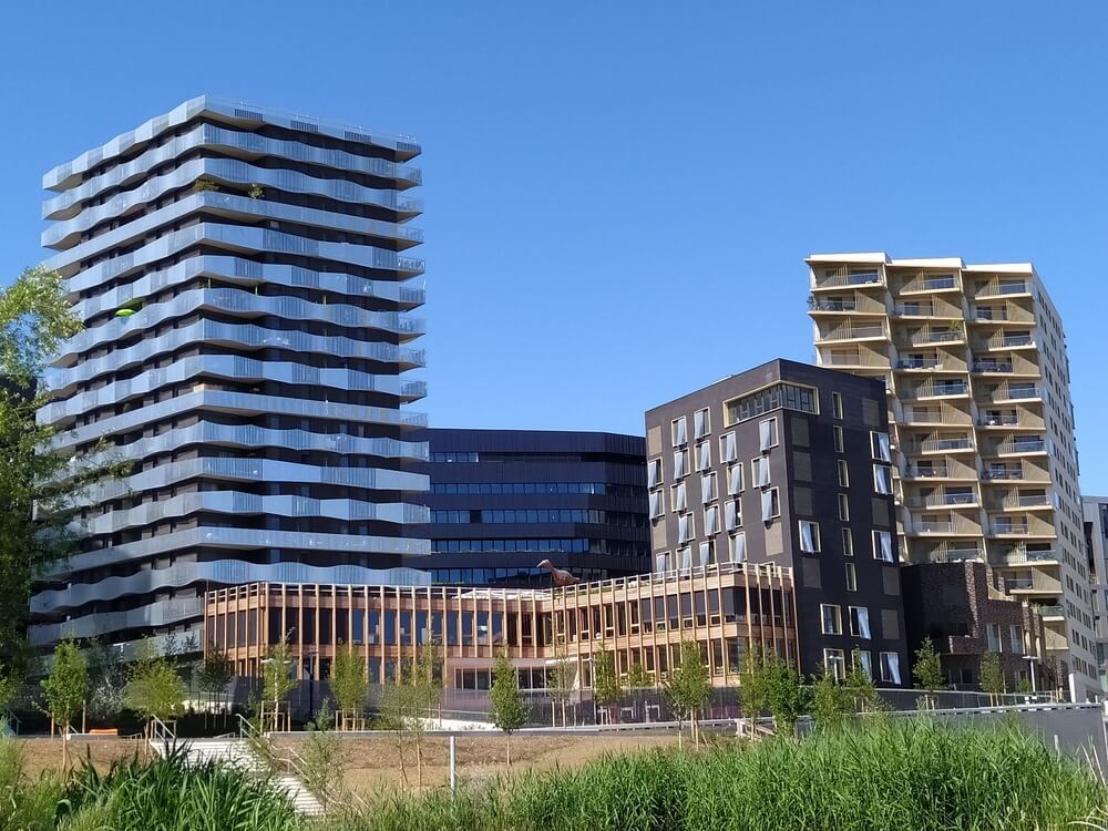 Buildings of Clichy-Batignolles, viewed from the Martin Luther King park