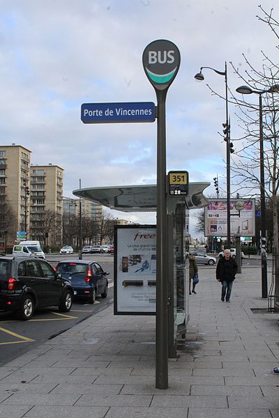 Bus stop for line 351 at Porte de Vincennes