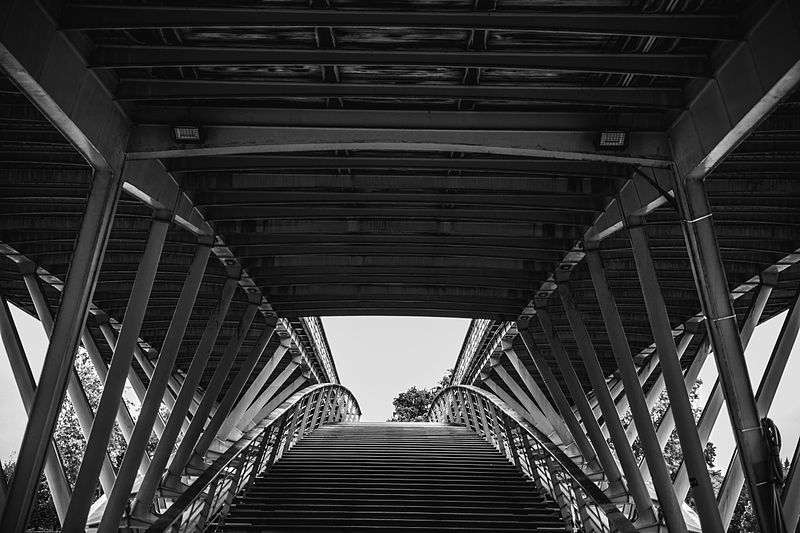 The lower deck of the Passerelle Léopold-Sédar-Senghor